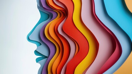Poster - Close up view of a person's face made of colored paper. Great for artistic projects