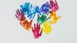 International Children's Day. Heart-shaped handprints in colors, showing care for children worldwide on Child Protection Day