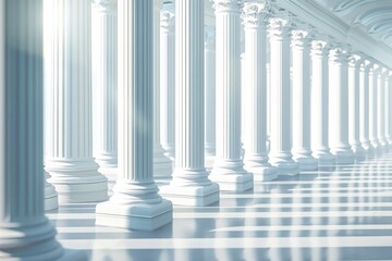 Poster - A row of white columns in a building, suitable for architectural design projects