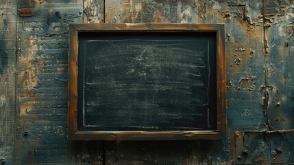 Aufkleber - A blackboard hanging on a wooden wall, perfect for educational concepts