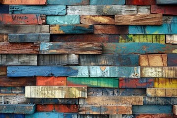 Poster - Detailed view of wooden plank wall, suitable for background use