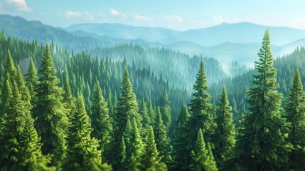 Aufkleber - A lush forest filled with green trees. Ideal for nature backgrounds