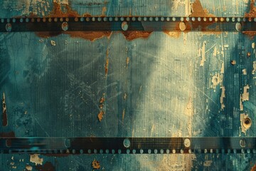 Poster - Film strip on rusty surface, suitable for backgrounds