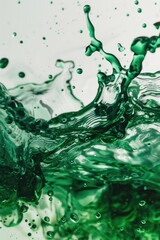 Poster - A close up of green liquid with bubbles. Ideal for science or medical concepts