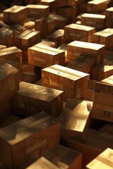Aufkleber - Pile of boxes on the floor, suitable for warehouse or moving concept