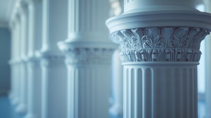 Poster - A row of white columns in a building. Ideal for architectural projects