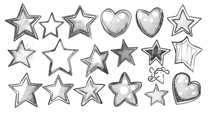 Poster - Simple and cute drawing of stars and hearts. Suitable for various design projects
