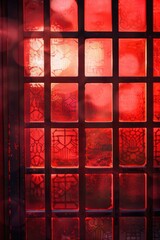 Aufkleber - Close-up view of a window with a red light, suitable for various concepts and backgrounds