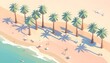 abstract low poly beach scenery holiday scene