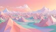 abstract landscape in pastel mountain scenery low poly