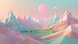 abstract landscape in pastel mountain scenery low poly