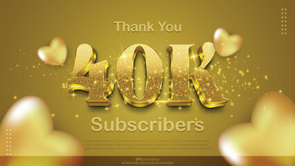 Canvas Print - Thank you 40k subscriber card design template with gold text effect for friends and followers for social media networks