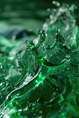 Poster - Detailed shot of a green liquid splash, perfect for scientific or nature-themed projects