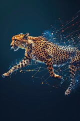 Canvas Print - A majestic cheetah running through the night sky. Perfect for wildlife and fantasy themed designs