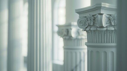 Fototapete - A row of white columns in a room. Perfect for architectural projects