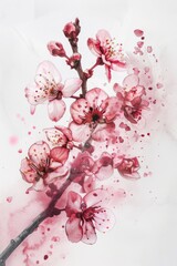 Poster - Detailed close-up of a flower on a branch, suitable for various design projects
