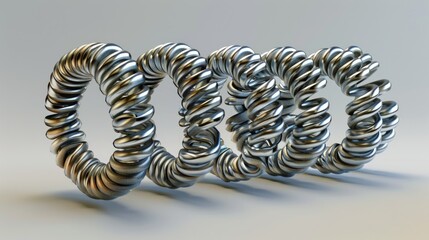 Poster - A group of spiral rings on a white surface. Perfect for backgrounds and abstract designs