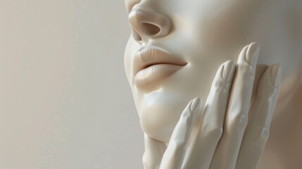 Poster - Detailed view of a mannequin's face and hands, suitable for fashion and beauty concepts