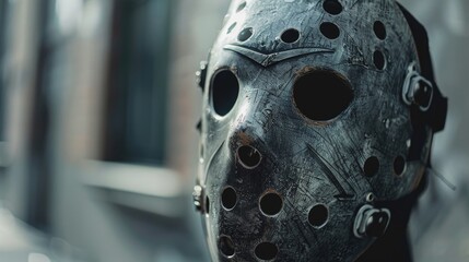 Poster - A close up of a person wearing a mask. Suitable for healthcare concepts