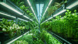 A hydroponic research facility, cultivating plants without soil, exploring sustainable agriculture practices for the future