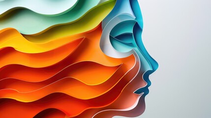 Poster - Close up of a person's face made of colorful paper, suitable for creative projects
