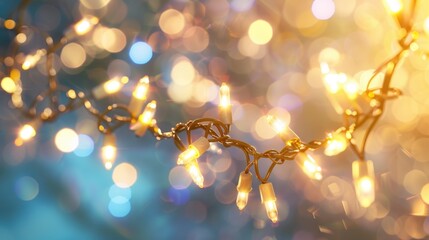 Canvas Print - A detailed view of a string of lights, perfect for holiday decorations