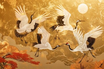 Aufkleber - A group of birds flying together, suitable for various nature and wildlife concepts