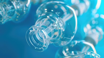 Poster - A close up of a bunch of empty water bottles. Suitable for environmental and recycling concepts