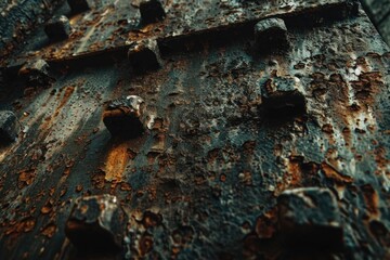 Poster - A weathered metal structure with industrial details. Suitable for engineering and construction concepts