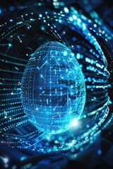 Aufkleber - Abstract sphere with intricate lines and dots, perfect for tech concepts