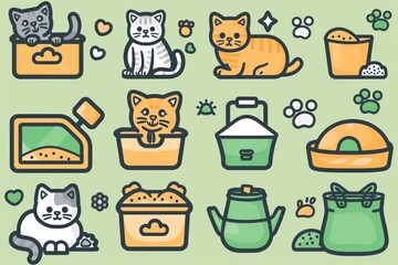 Aufkleber - A group of cats sitting in pots. Perfect for animal lovers and pet-themed designs