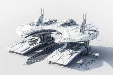 Aufkleber - A futuristic space station with a train on the tracks. Suitable for sci-fi and transportation concepts