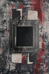 Poster - Picture frame on a wall with red paint. Suitable for interior design projects
