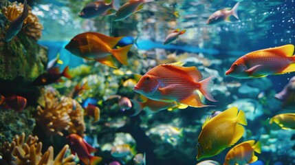 Poster - Colorful fish swimming in a vibrant aquarium. Great for aquatic-themed designs