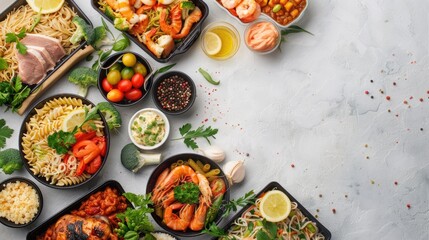 Poster - A table displaying a wide array of food items. Ideal for food blogs or restaurant menus