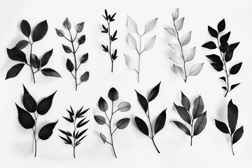 Poster - Collection of different types of leaves, perfect for botanical projects