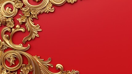 Poster - A luxurious gold frame against a vibrant red background. Perfect for adding elegance to any design project