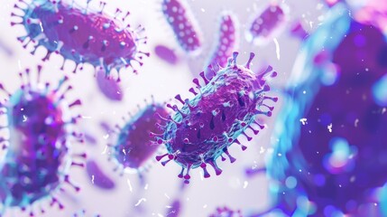 Poster - Close up of purple and blue germs, suitable for scientific or medical concepts