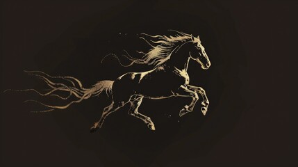 Aufkleber - A powerful horse running in the dark, perfect for nature themes