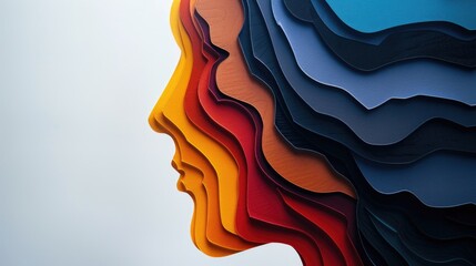 Poster - Close-up of a person's face made of colored paper. Ideal for art and creativity concepts