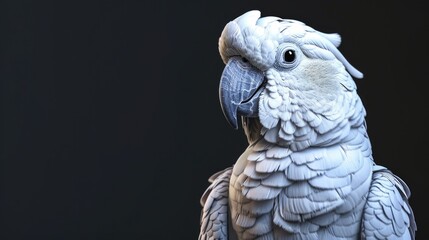 Poster - A detailed close up of a parrot with a black background. Suitable for nature and animal themed designs