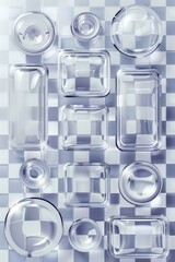 Aufkleber - Glass containers on a checkered surface, suitable for various concepts