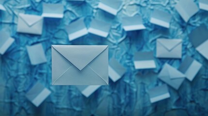 Aufkleber - A person holding a white envelope against a blue background. Ideal for business and communication concepts