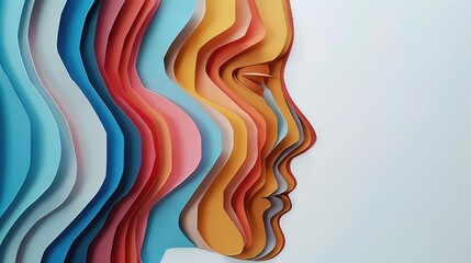 Poster - Close-up shot of a person's face made of colored paper. Perfect for creative projects