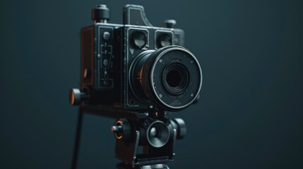 Poster - Close up of a camera on a tripod, ideal for photography concepts