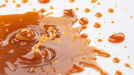 Poster - A close up of a liquid drop on a white surface. Suitable for scientific and nature concepts
