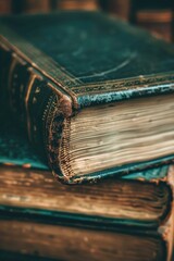 Poster - Pile of vintage books, perfect for educational or nostalgic projects