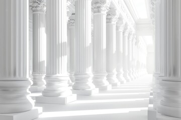 Poster - A row of white columns in a building, suitable for architectural projects