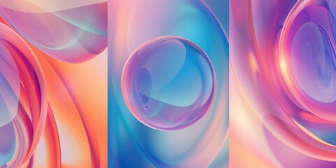 Poster - A set of three different colored abstract designs. Suitable for various design projects