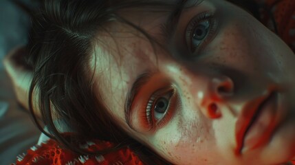 Poster - A close up of a person laying on a bed. Ideal for medical or relaxation concepts